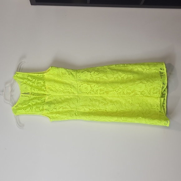 J. CREW COLLECTION Neon Yellow Lace Sheath Cocktail Work Spring Dress - Picture 8 of 16